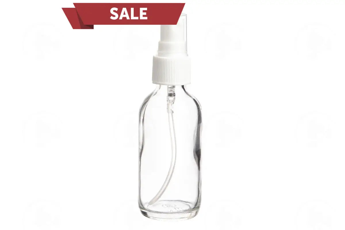 2 Oz. Bottle: Clear Glass With White Misting Spray Top