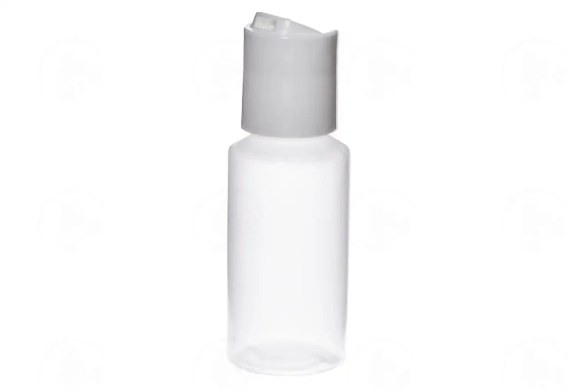 1 Oz. Bottle: Natural Plastic With White Disc-Top Cap (6 Count)