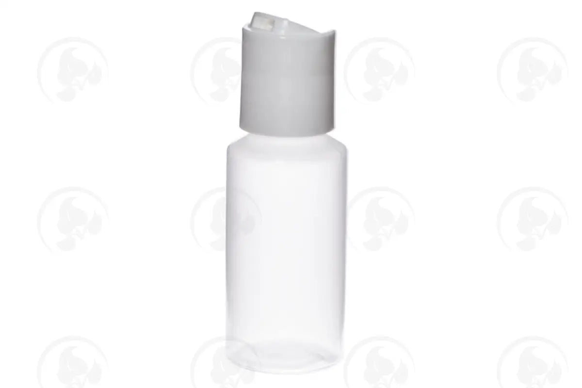 1 Oz. Bottle: Natural Plastic With White Disc-Top Cap (6 Count)