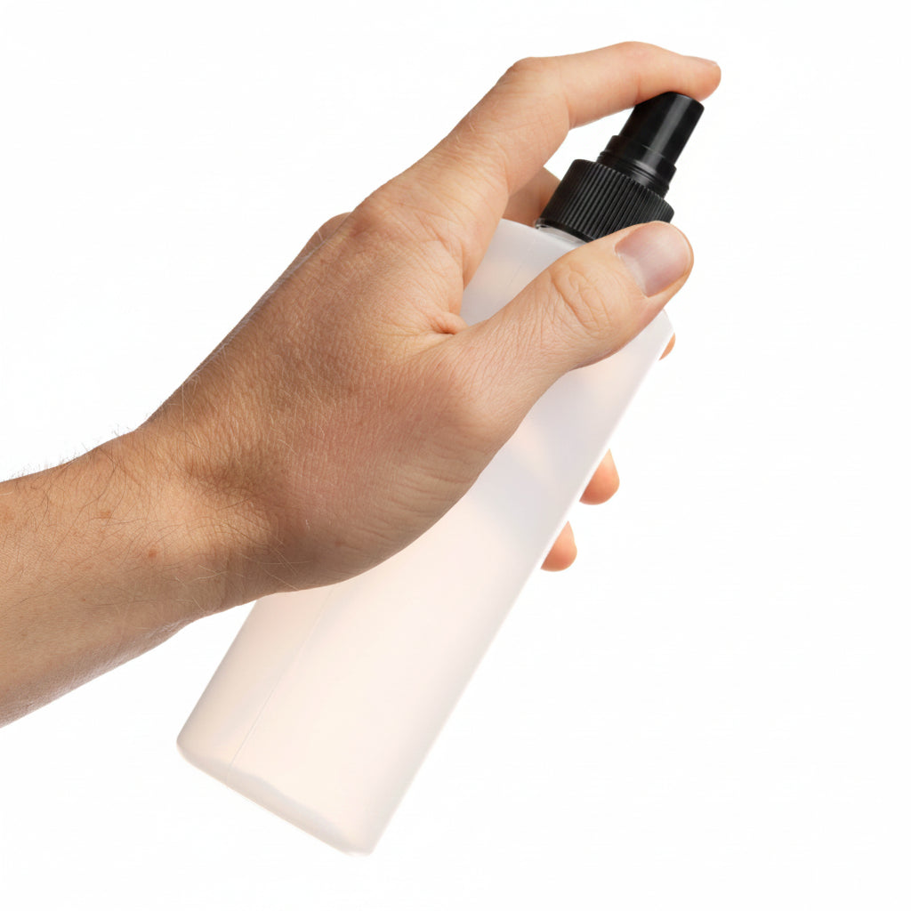 8 oz. Bottle: Natural Plastic with Black Fine Misting Spray