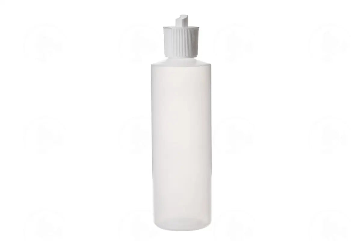 8 Oz. Bottle: Natural Plastic With White Flip-Top Cap