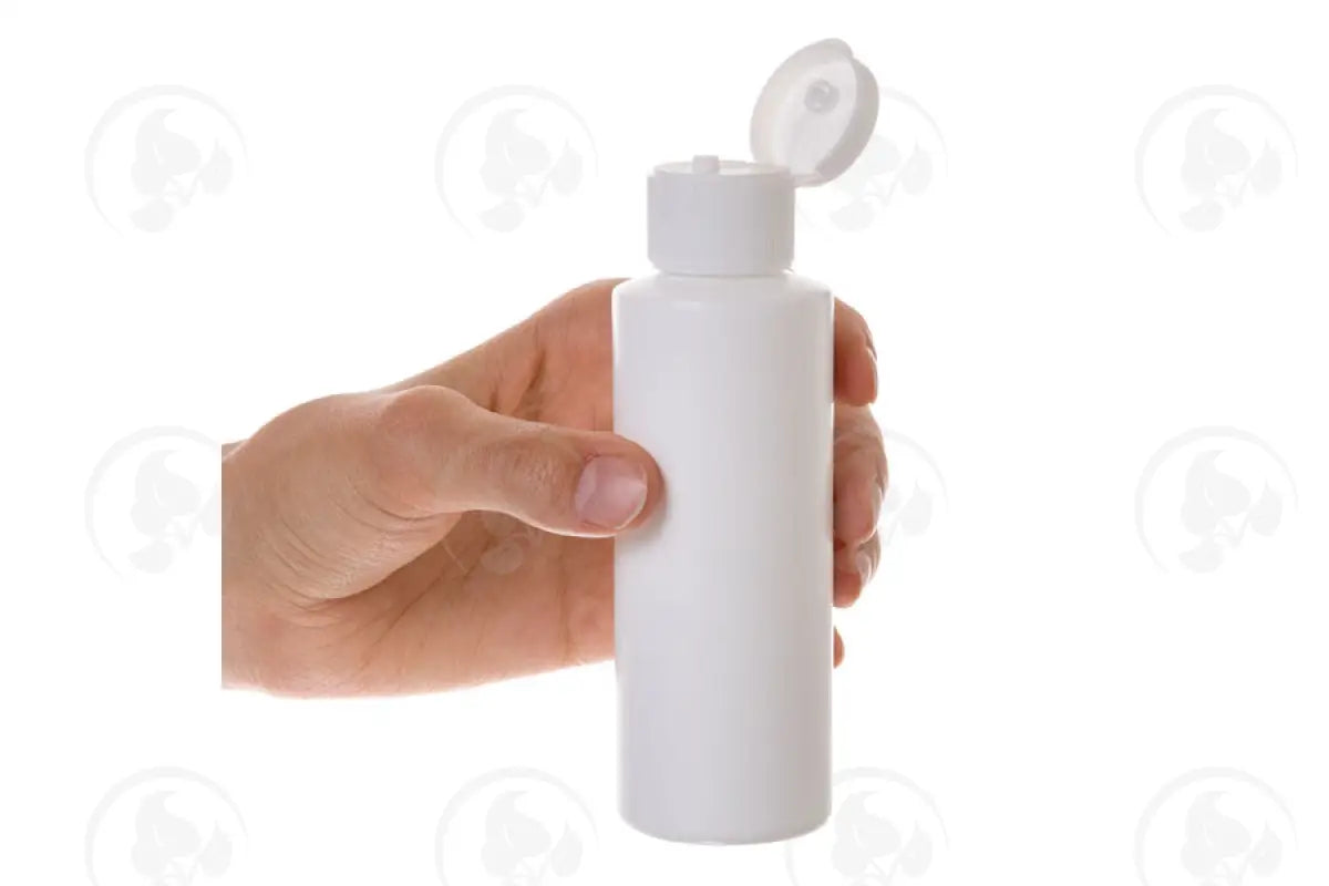 4 Oz. Bottle: White Plastic With Snap-Top Cap