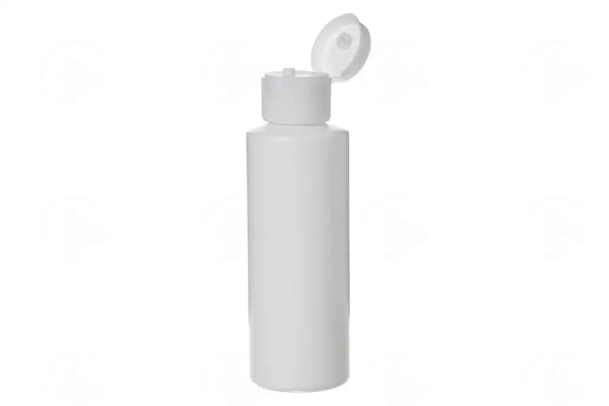 4 Oz. Bottle: White Plastic With Snap-Top Cap