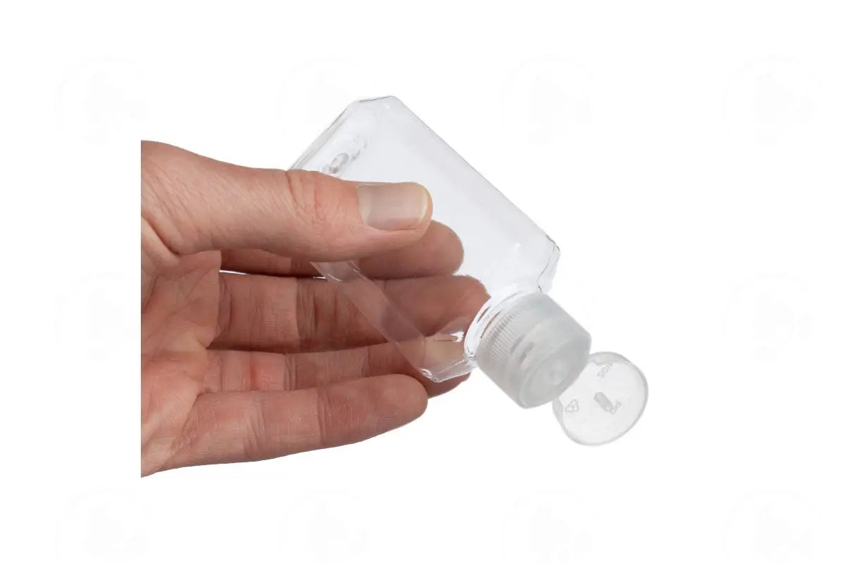 2 Oz. Rectangle Bottle: Clear Plastic With Snap-Top Cap