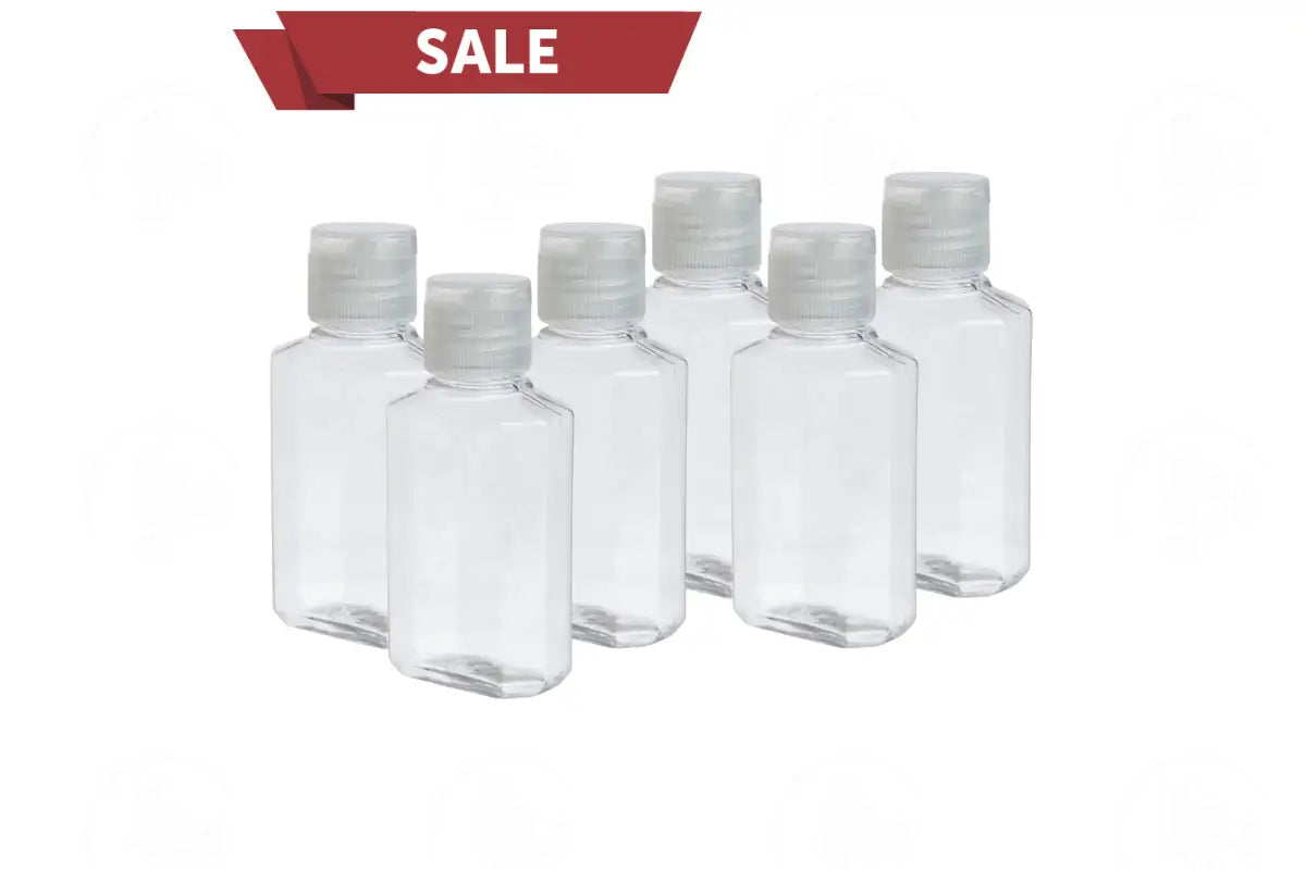 2 oz. Clear Octagon Plastic Bottle with Natural Snap-Top Cap (Pack of 6)