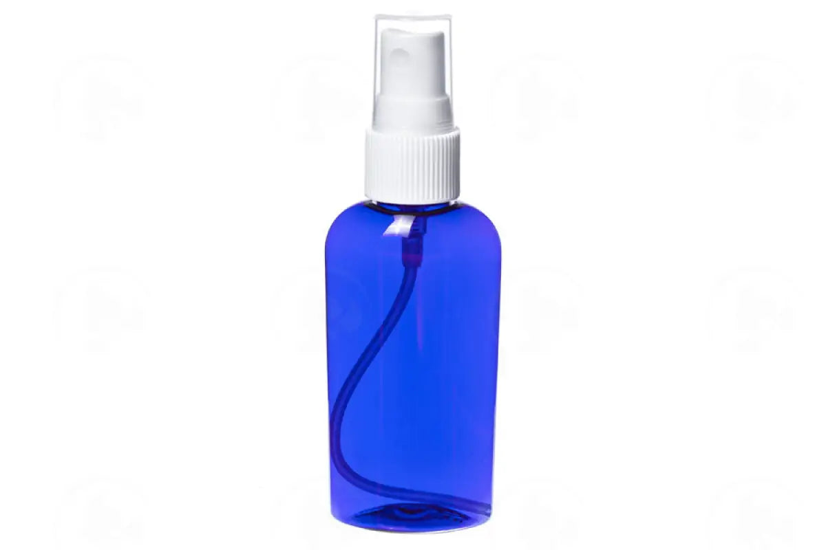 2 Oz. Oval Bottle: Blue Plastic With White Spray Top