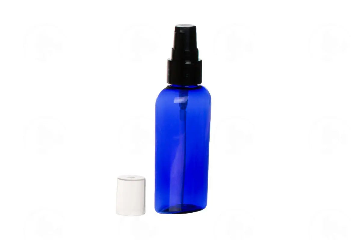 2 Oz. Oval Bottle: Blue Plastic With Black Treatment Pump