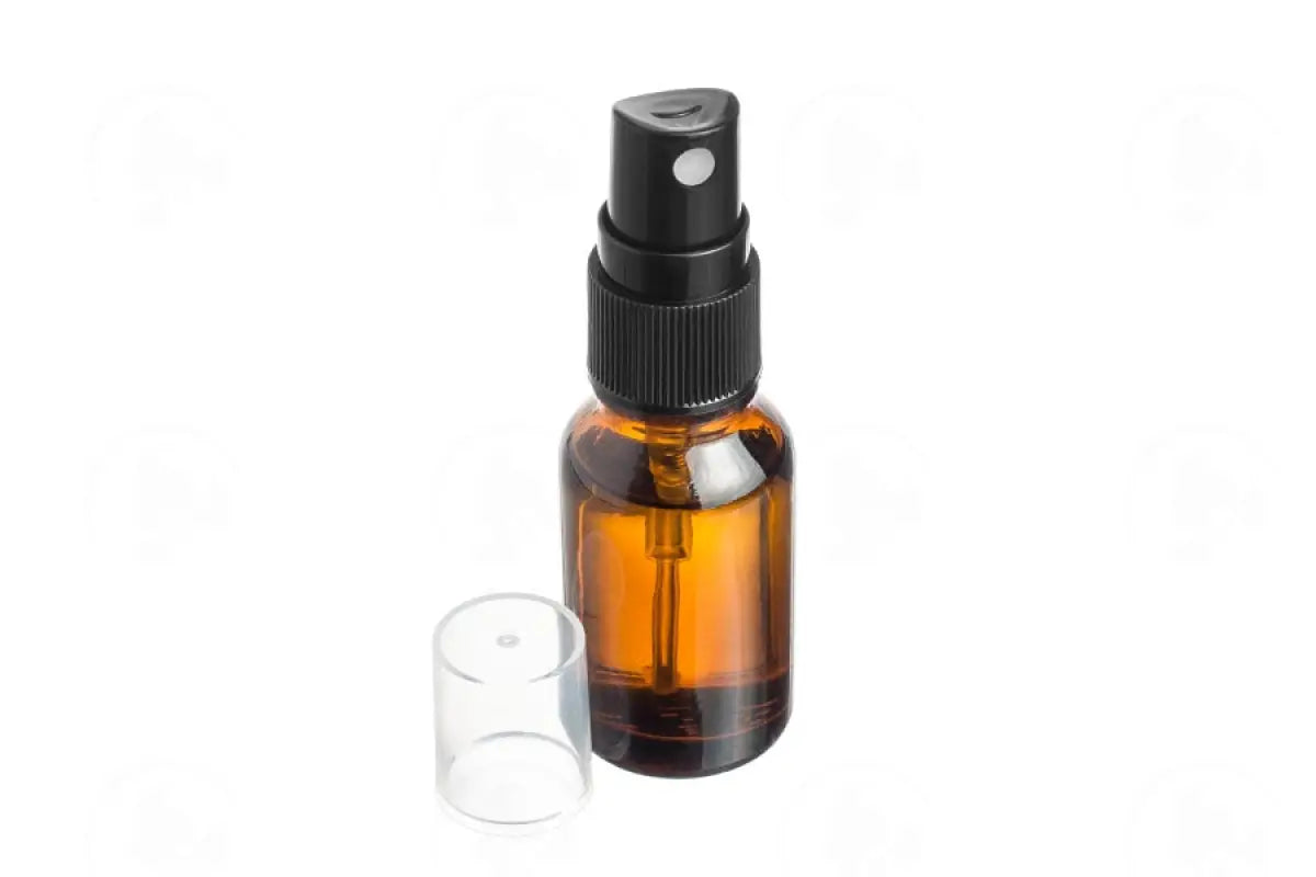 Misting Spray Top: Black; 5 10 15 30 Ml Amber Glass Vials; 18-415 Neck Size (6 Count)