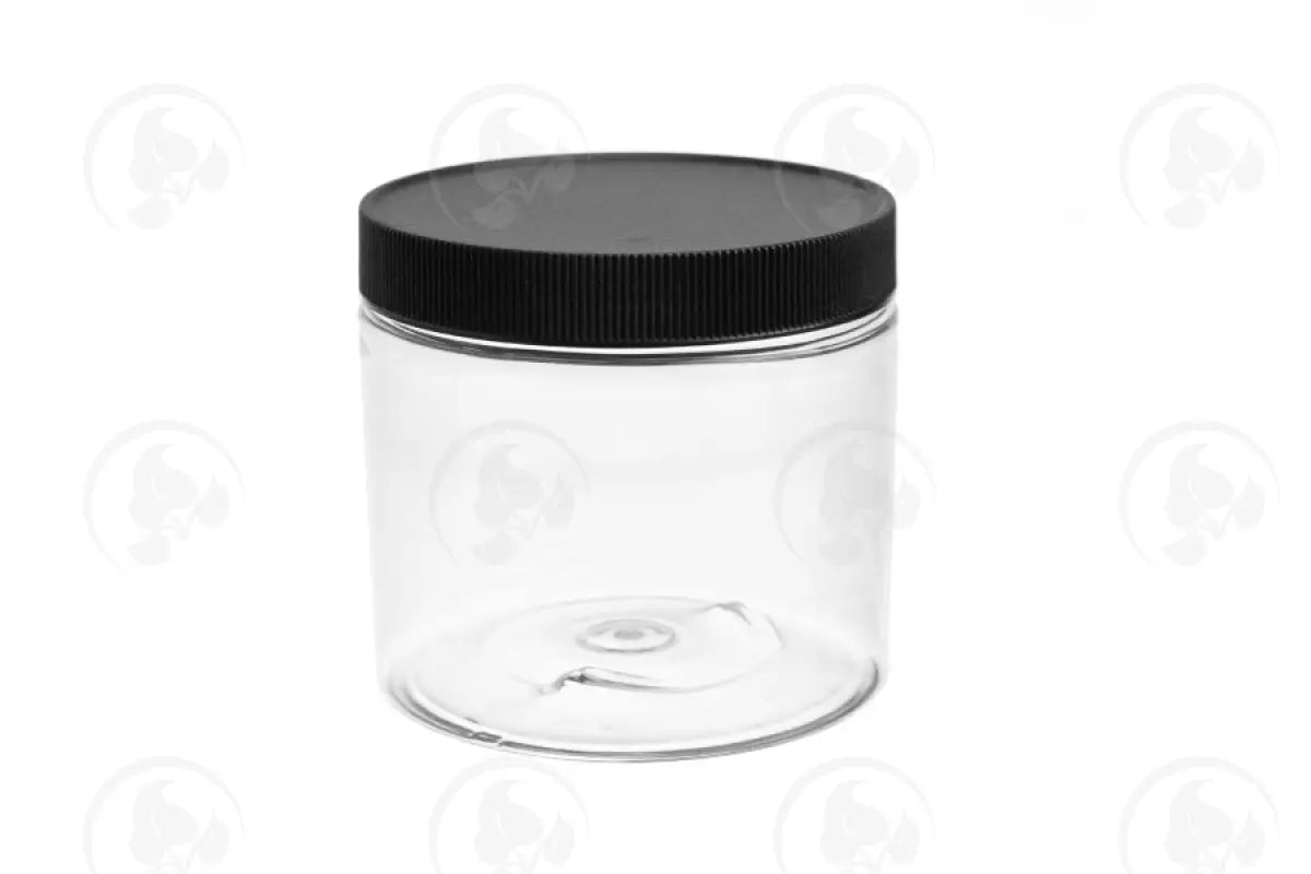 16 Oz. Pet Plastic Jar: Black Lid
