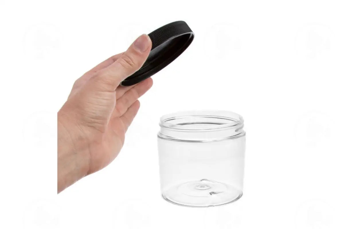 16 Oz. Pet Plastic Jar: Black Lid