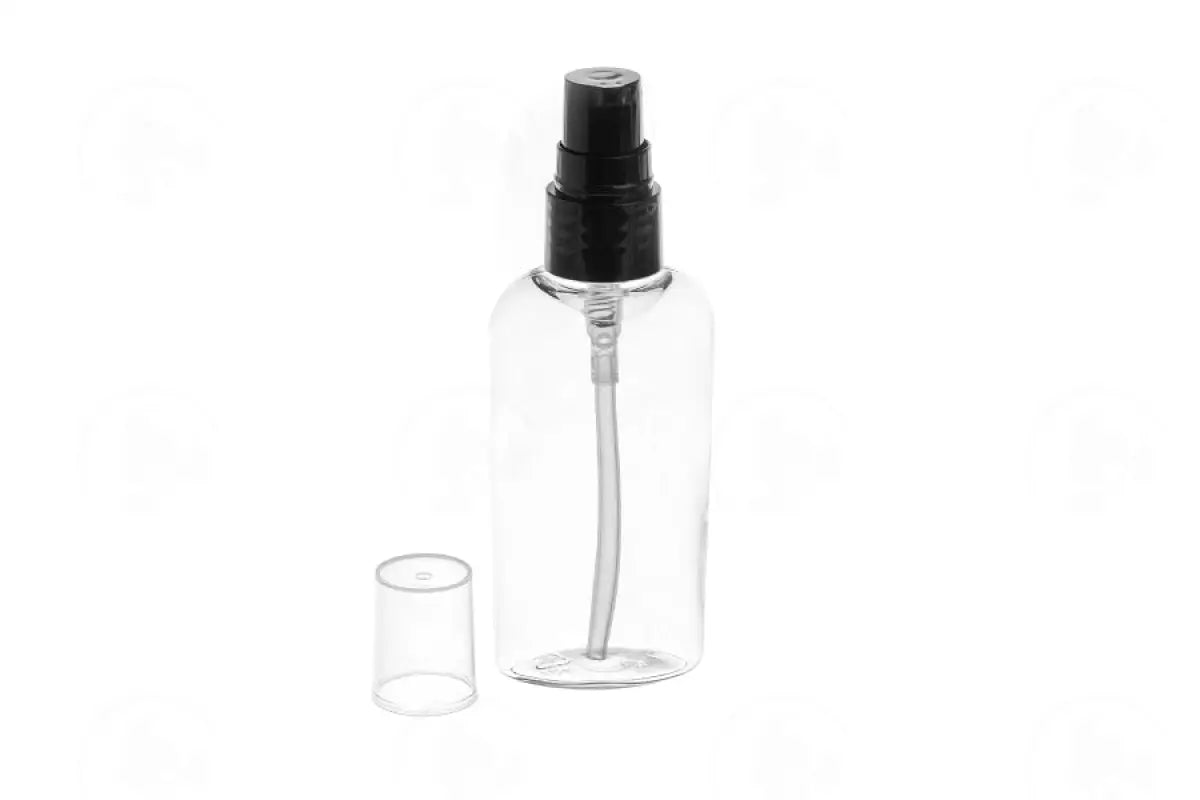 2 Oz. Oval Bottle: Clear Plastic With Black Treatment Pump