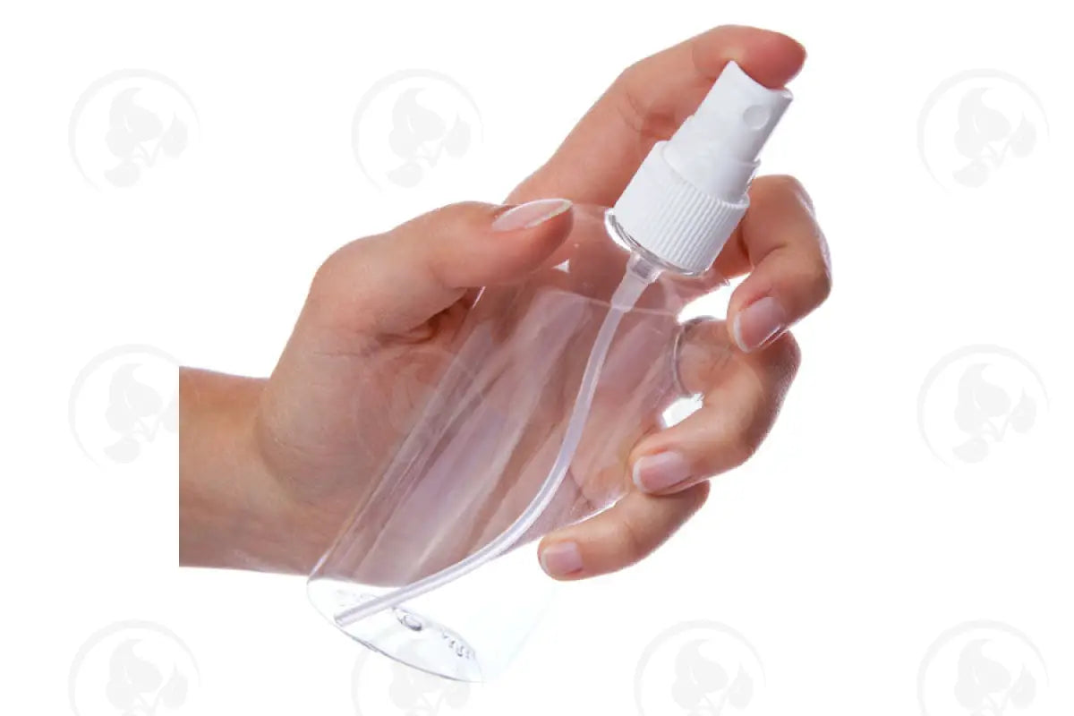 4 Oz. Oval Bottle: Clear Plastic With White Misting Spray Top