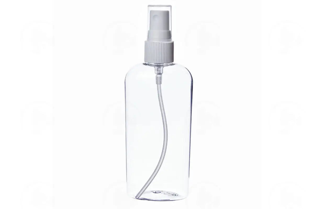 4 Oz. Oval Bottle: Clear Plastic With White Misting Spray Top