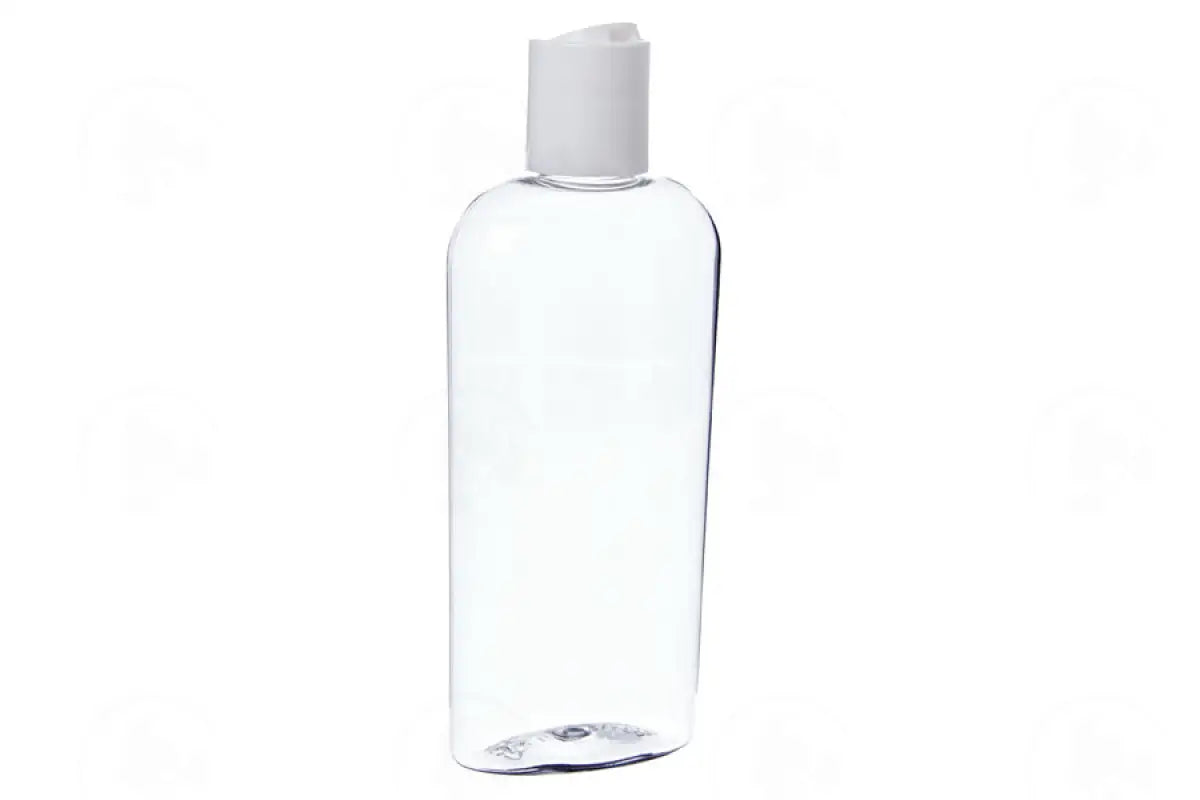 4 Oz. Oval Bottle: Clear Plastic With Disc-Top Cap