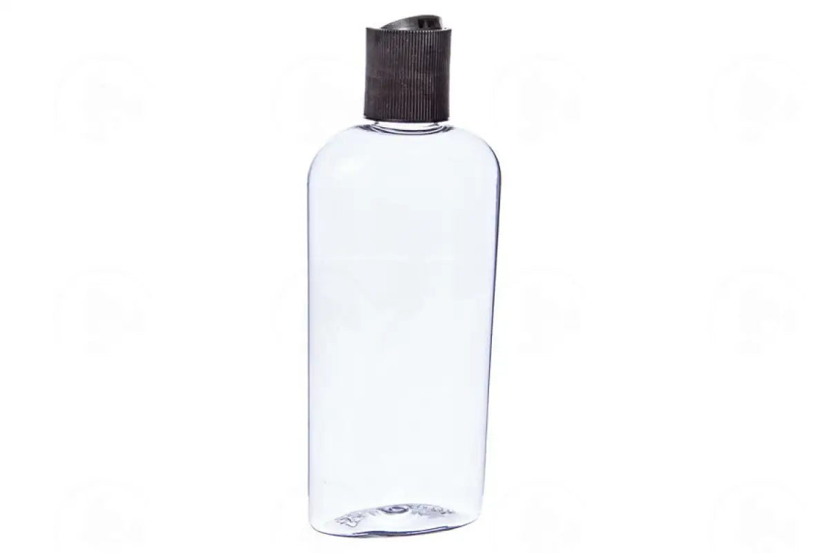 4 Oz. Oval Bottle: Clear Plastic With Disc-Top Cap