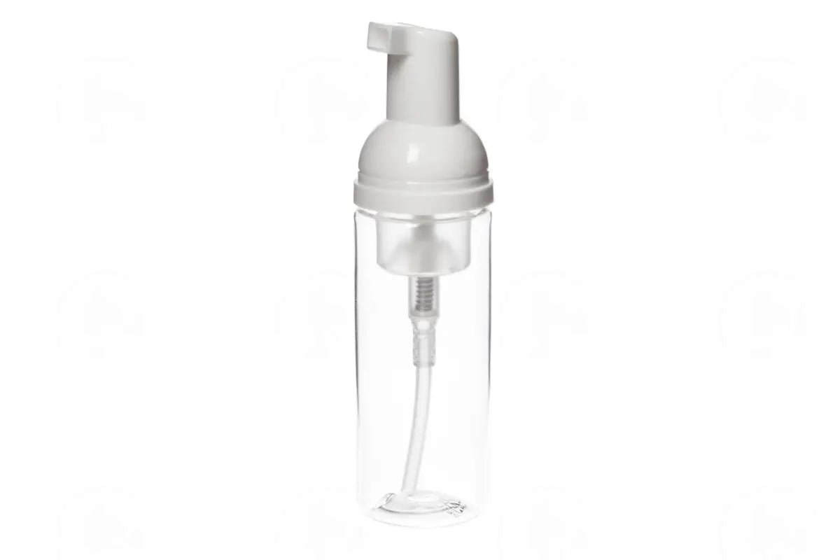 50 Ml Bottle: Clear Handheld With White Fingertip Foaming Pump