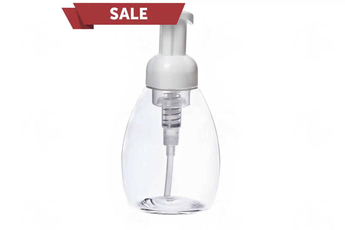 8 Oz. Bottle: Clear Plastic With White Foaming Pump