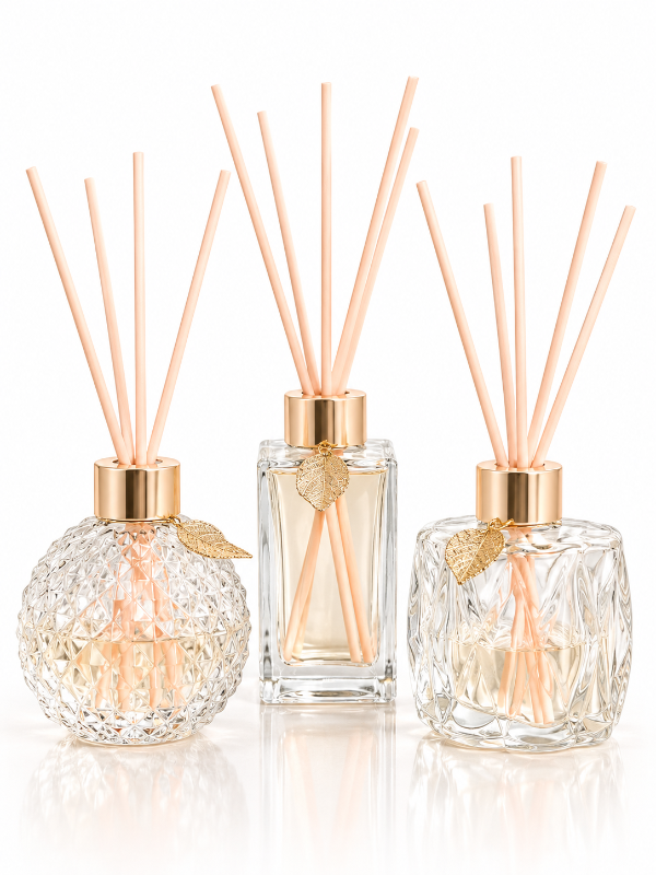 Elegant Essential Oil Glass Reed Diffusers with Recipes (Set of 3 Assorted Bottles)