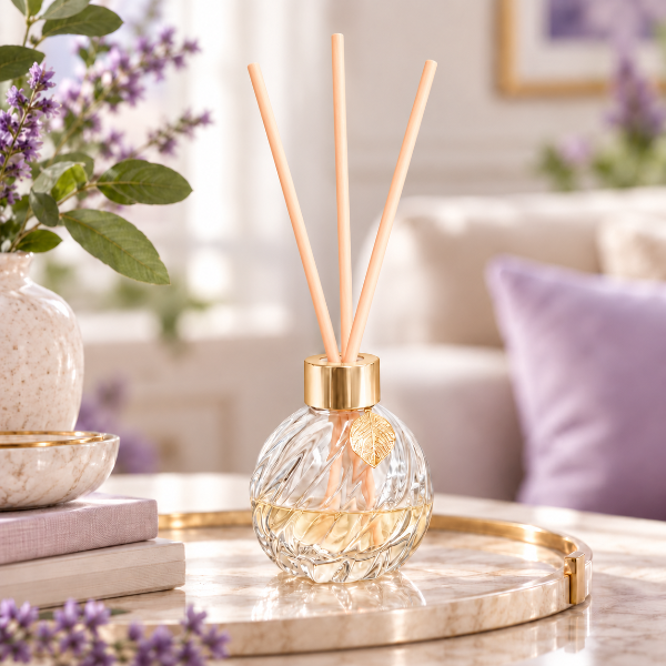 Elegant Essential Oil Glass Reed Diffusers with Recipes (Set of 3 Assorted Bottles)