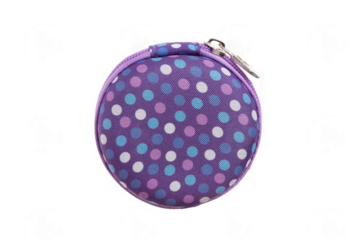 Round Hard Shell Case: For Sample Vials (Holds 8 Vials) Purple Dots
