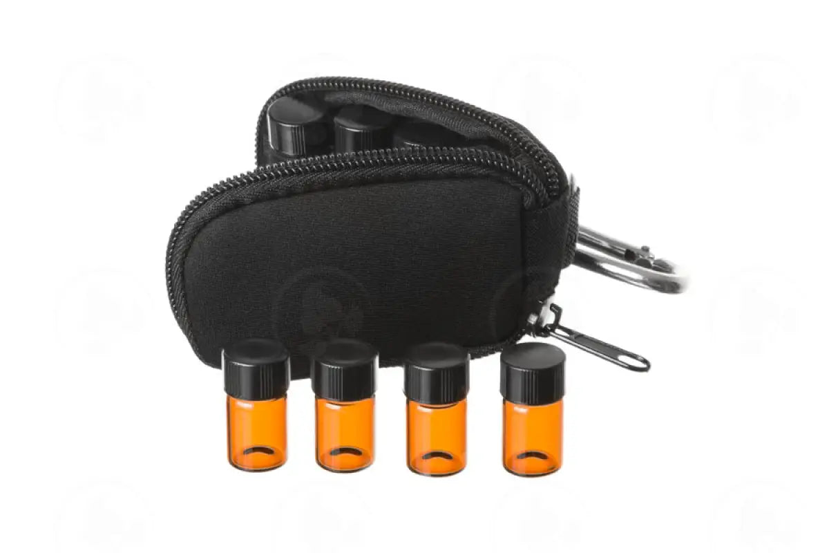 Aroma Ready Key Chain Case: Includes 8 Sample Vials (5/8 Dram) Black