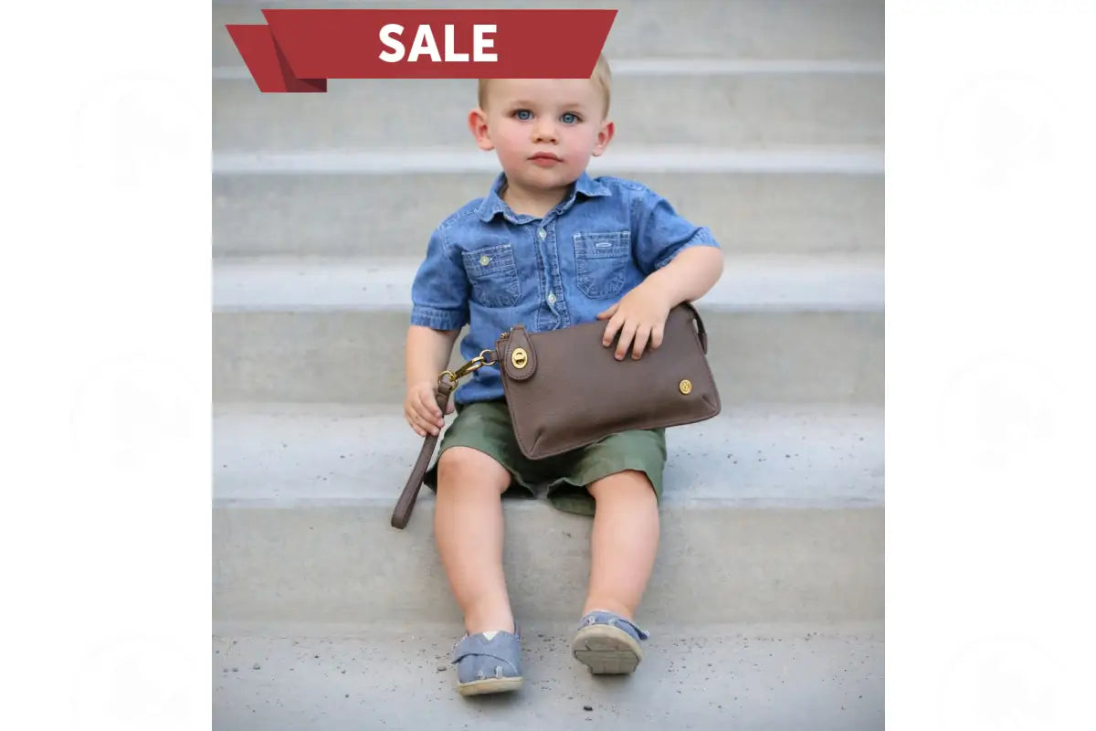 Little Deb Vegan Leather Essential Oil Clutch/Crossover Purse Taupe