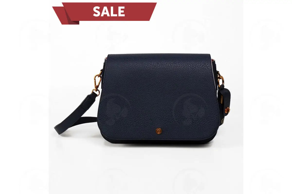 Evie Vegan Leather Essential Oil Crossover/Saddle Bag Navy