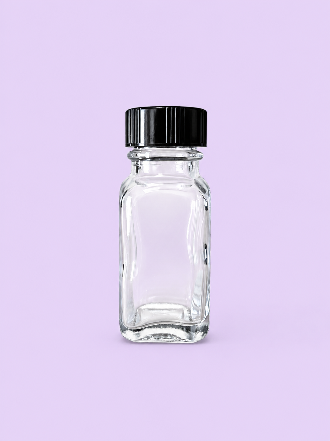 1 oz. Clear French Square Glass Bottle with Cap