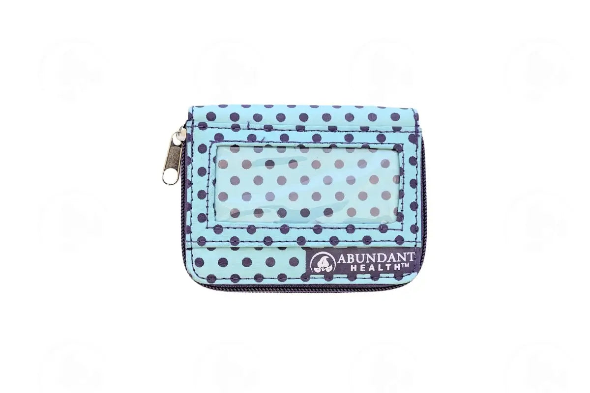 Sample Case: For 5/8 Dram Vials; Abundant Health Branded (Holds 12 Vials) Blue With Polka Dots
