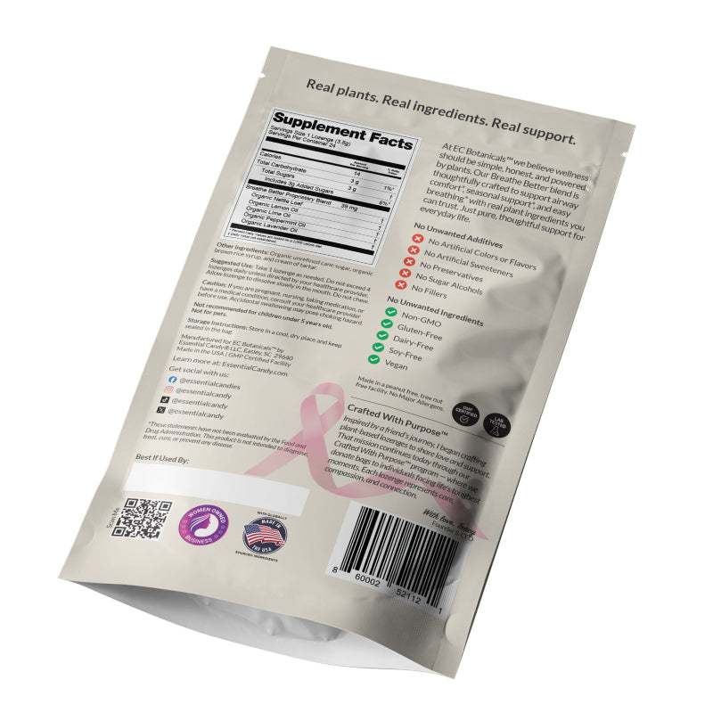 "Breathe Better" Botanical Lozenges with Organic Lemon, Lime, Peppermint, Nettle Leaf, &amp; Lavender