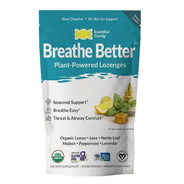 "Breathe Better" Botanical Lozenges with Organic Lemon, Lime, Peppermint, Nettle Leaf, & Lavender