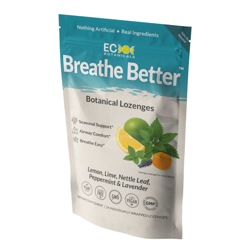 "Breathe Better" Botanical Lozenges with Organic Lemon, Lime, Peppermint, Nettle Leaf, & Lavender