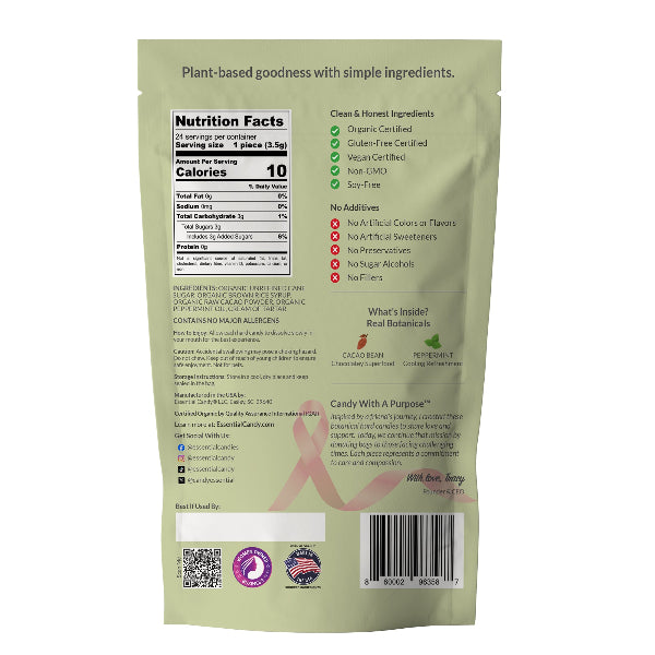 "Cacao Mint" Plant-Powered Hard Candy with Organic Cacao and Peppermint