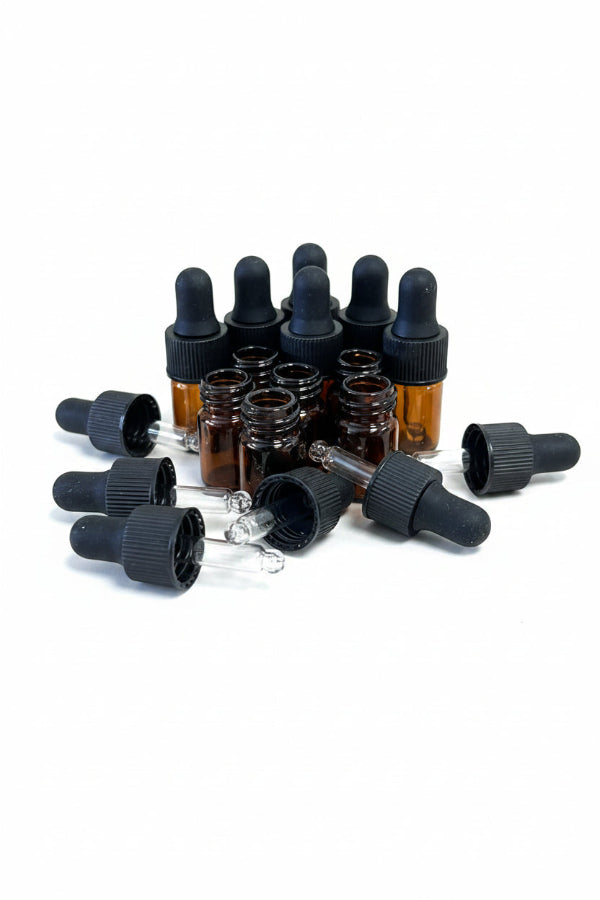 5/8 dram Amber Glass Vials with Dropper Caps (Pack of 12)