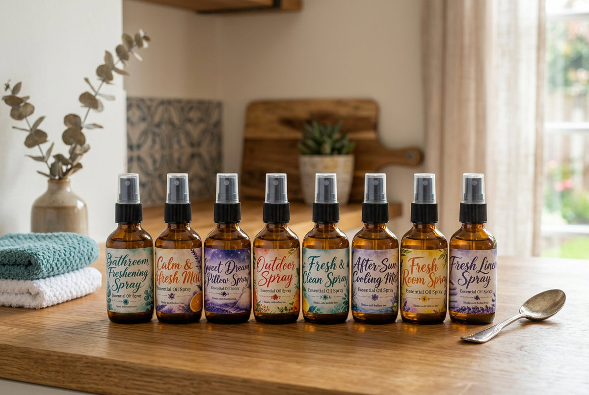 DIY Essential Oil Spray Labels – Set of 8 Decorative Labels