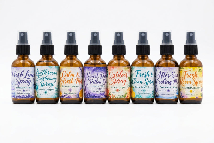 DIY Essential Oil Spray Labels – Set of 8 Decorative Labels