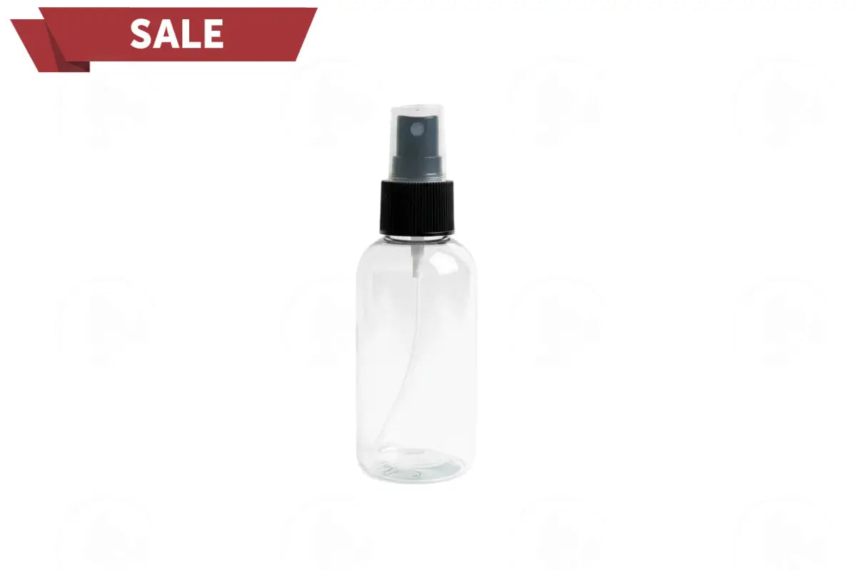 4 oz. Clear PET Boston Round Plastic Bottle (24-400 Neck Size) with Misting Sprayer Black Top