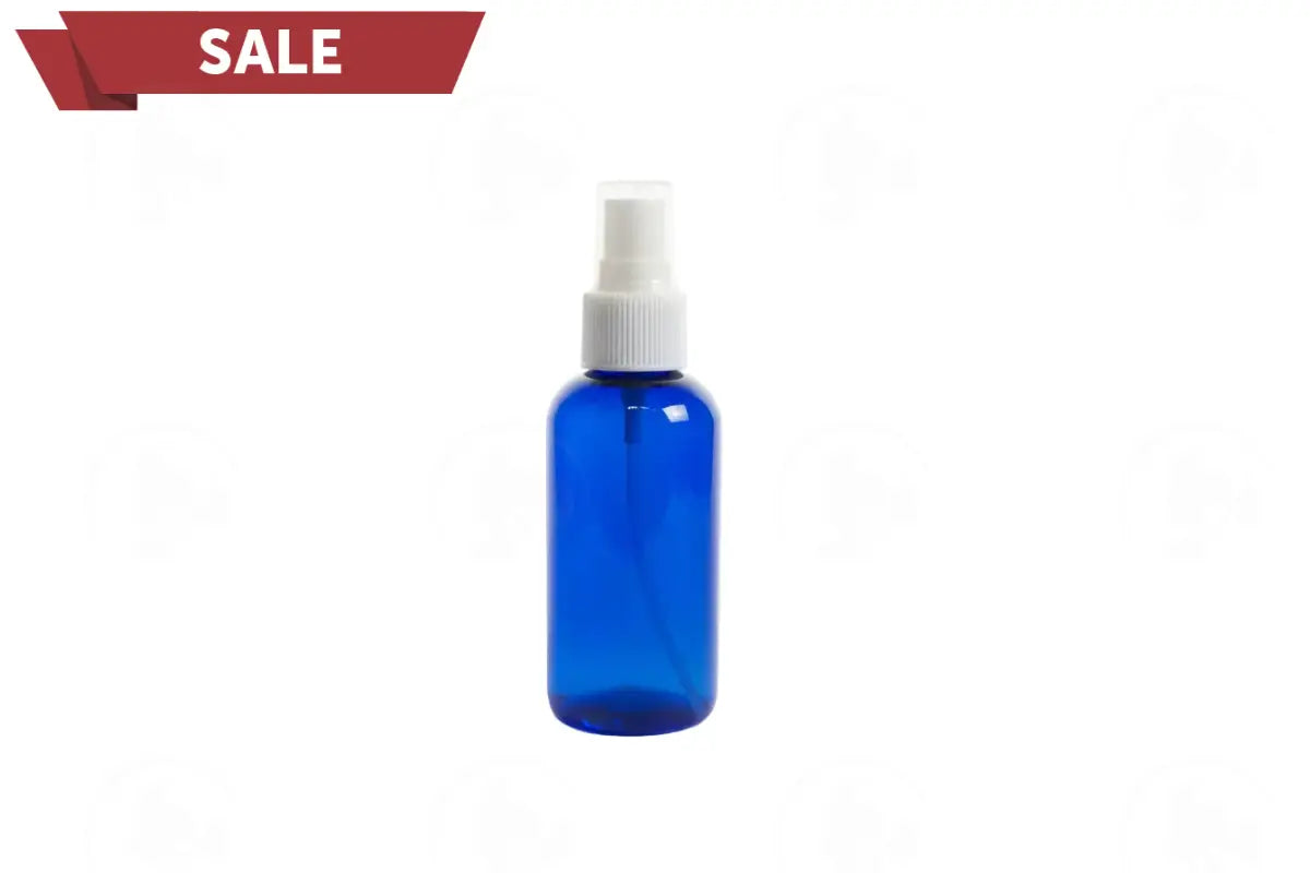 4 oz. Blue PET Boston Round Plastic Bottle (24-400 Neck Size) with Misting Sprayer
